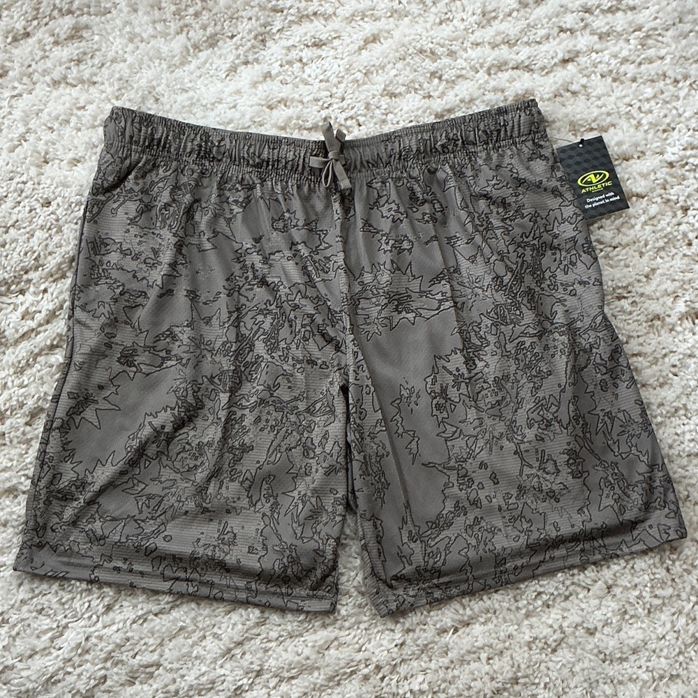Athletic Works Gray Patterned Men's Athletic Shorts